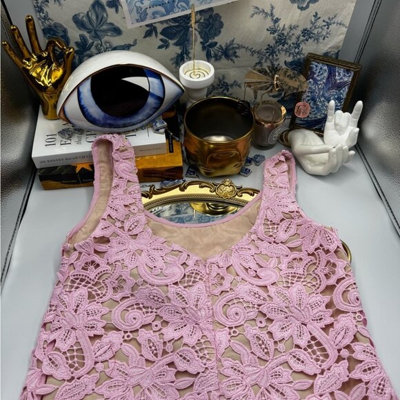 🆕 SELF PORTRAIT 🧿 NWOT Floral Lace Mini Shift Dress, Sz US 4 / UK 8 - Picture 13 of 16